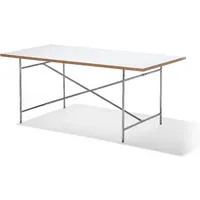 richard lampert table de salle à manger eiermann 2 - mélaminé blanc/chant en chêne - chromé - 160 x 83 cm