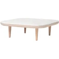 &tradition table basse fly - marbre blanc carrera - chêne blanc huilé - 80 x 80 cm