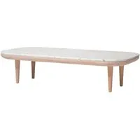 &tradition table basse fly - marbre blanc carrera - chêne blanc huilé - 120 x 60 cm