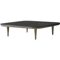 &tradition table basse fly - marbre nero marquina - smoked oiled oak - 120 x 120 cm