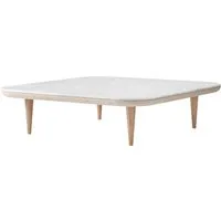 &tradition table basse fly - 120 x 120 cm - chêne blanc huilé - marbre blanc carrera