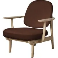 fritz hansen fauteuil de salon fred - jh97 - orange foncé - chêne laqué transparent