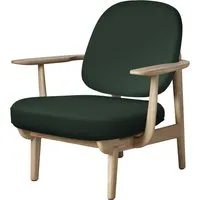 fritz hansen fauteuil de salon fred - jh97 - vert foncé uni - chêne laqué transparent