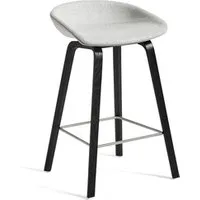hay about a stool aas 33 - décapé noir - divina melange 120 - gris clair - repose-pied acier inoxydable - hauteur d'assise 75 cm