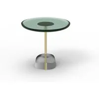 pulpo table d'appoint pina low - vert - laiton - pied transparent