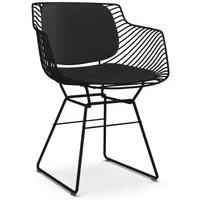 mdf italia fauteuil flow filo - nickel noir - avec coussins de siège/dossier en gris carbone