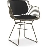 mdf italia fauteuil flow filo - bronze - avec coussins de siège/dossier en gris carbone