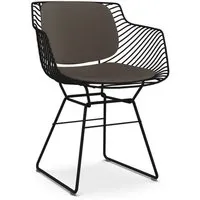 mdf italia fauteuil flow filo - nickel noir - avec coussin d'assise/de dossier