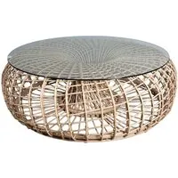 cane-line outdoor tabouret / table basse nest grand - naturel - avec plateau en verre