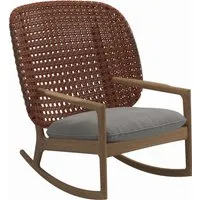 gloster fauteuil à bascule kay high back - fife canvas grey - osier cuivre