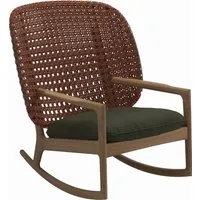 gloster fauteuil à bascule kay high back - fife olive - osier cuivre