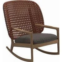gloster fauteuil à bascule kay high back - robben charcoal - osier cuivre