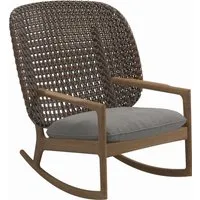gloster fauteuil à bascule kay high back - fife canvas grey - osier brindle