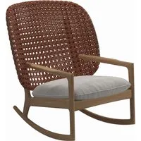 gloster fauteuil à bascule kay high back - blend linen - osier cuivre