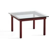 hay table basse kofi carrée - verre transparent - chêne verni rouge (à base d'eau) - 60 x 60 cm