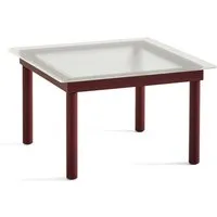 hay table basse kofi carrée - verre teinté rouge - chêne verni rouge (à base d'eau) - 60 x 60 cm