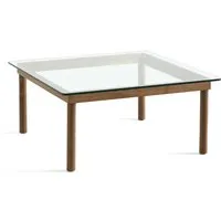 hay table basse kofi carrée - verre transparent - noyer verni (à base d'eau) - 80 x 80 cm