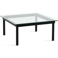 hay table basse kofi carrée - verre transparent - vernis noir à base d'eau - 80 x 80 cm