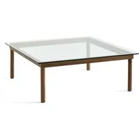 hay table basse kofi carrée - verre transparent - noyer verni (à base d'eau) - carré, 100 x 100 cm