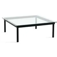 hay table basse kofi carrée - verre transparent - vernis noir à base d'eau - carré, 100 x 100 cm