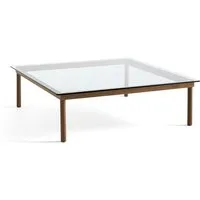 hay table basse kofi carrée - verre transparent - noyer verni (à base d'eau) - 120 x 120 cm