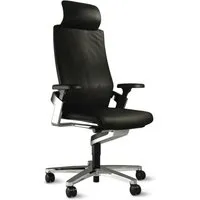 wilkhahn chaise pivotante on management  - roulettes pour sols souples - cuir noir (74/99) - sans extension de la profondeur du siège