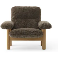 audo fauteuil lounge et ottoman brasilia - sheepskin - chêne nature