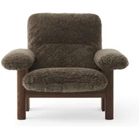 audo fauteuil lounge et ottoman brasilia - sheepskin - chêne foncé