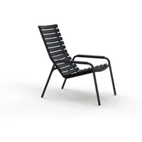 houe fauteuil lounge reclips - noir - avec accoudoirs en aluminium