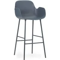 normann copenhagen chaise de bar form structure acier avec accoudoirs - bleu - 75 cm