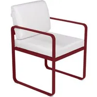 fermob fauteuil lounge bellevie - 43 chili mat - blanc grisé