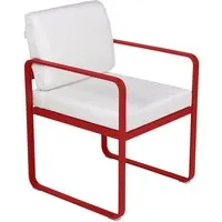 fermob fauteuil lounge bellevie - 67 rouge coquelicot - blanc grisé