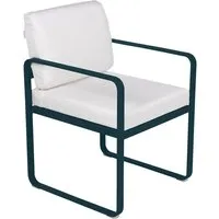 fermob fauteuil lounge bellevie - 21 bleu acapulco - blanc grisé