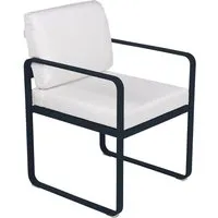 fermob fauteuil lounge bellevie - 92 bleu abysse - blanc grisé