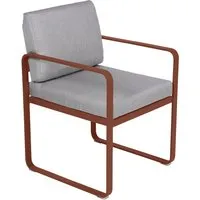 fermob fauteuil lounge bellevie - 20 ocre rouge - gris flanelle