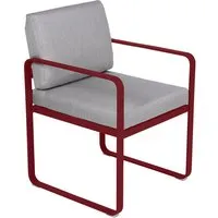 fermob fauteuil lounge bellevie - 43 chili mat - gris flanelle
