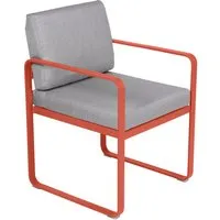 fermob fauteuil lounge bellevie - 45 capucine mat - gris flanelle