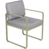 fermob fauteuil lounge bellevie - 65 vert tilleul - gris flanelle