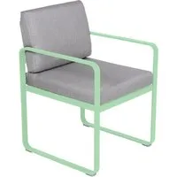 fermob fauteuil lounge bellevie - 83 vert opaline - gris flanelle