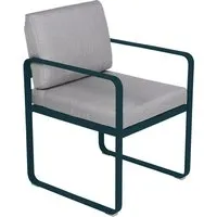 fermob fauteuil lounge bellevie - 21 bleu acapulco - gris flanelle