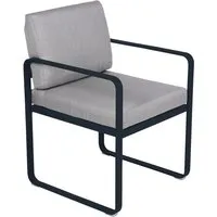 fermob fauteuil lounge bellevie - 92 bleu abysse - gris flanelle
