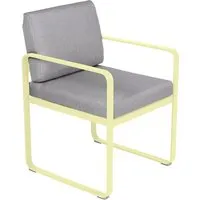 fermob fauteuil lounge bellevie - a6 citron givré - gris flanelle