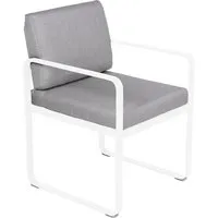 fermob fauteuil lounge bellevie - 01 blanc coton - gris flanelle