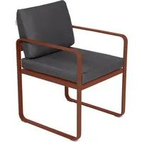 fermob fauteuil lounge bellevie - 20 ocre rouge - gris graphite