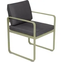fermob fauteuil lounge bellevie - 65 vert tilleul - gris graphite