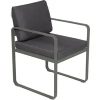 fermob fauteuil lounge bellevie - 48 romarin mat - gris graphite