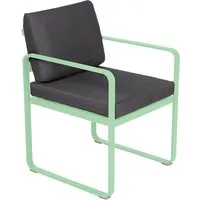 fermob fauteuil lounge bellevie - 83 vert opaline - gris graphite