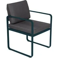 fermob fauteuil lounge bellevie - 21 bleu acapulco - gris graphite