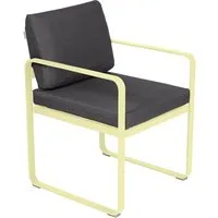 fermob fauteuil lounge bellevie - a6 citron givré - gris graphite