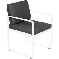 fermob fauteuil lounge bellevie - 01 blanc coton - gris graphite